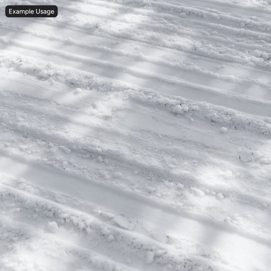 厚雪紋理上的輪胎印記