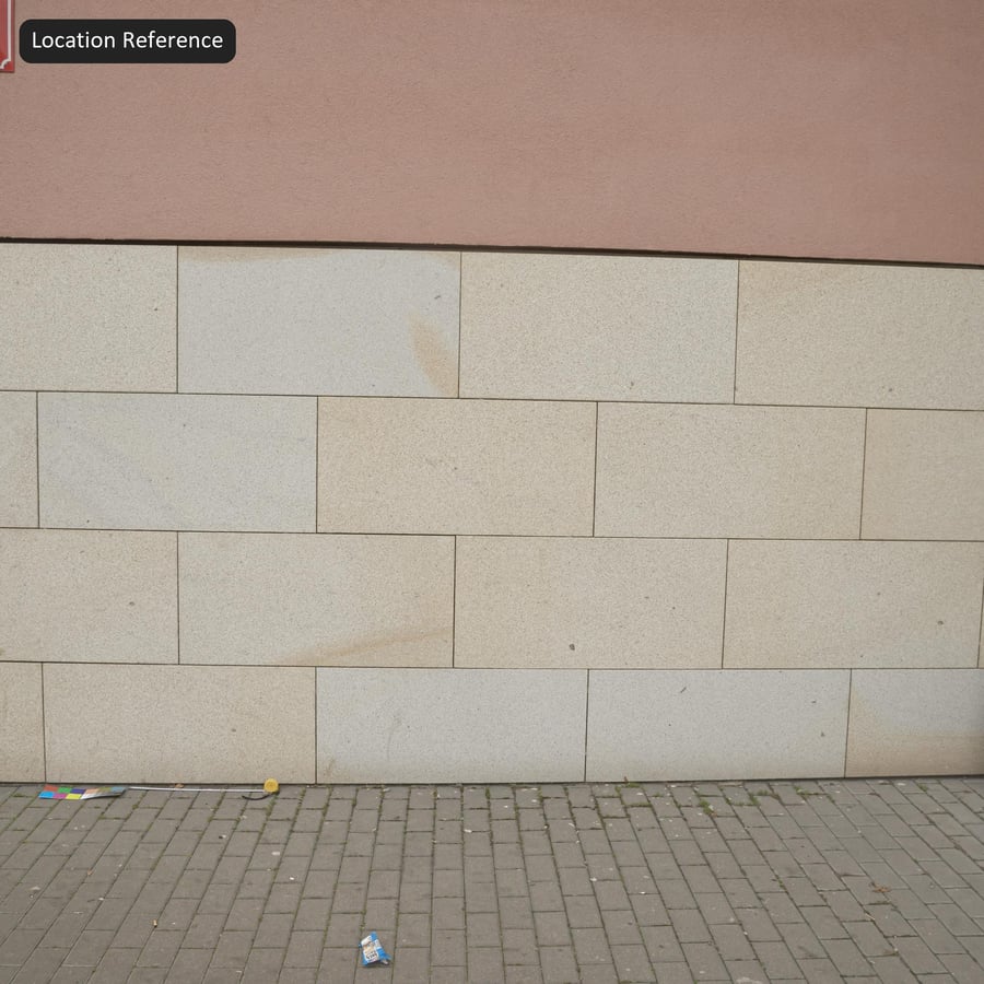Textúra pieskovaného kvádrového kamenného obkladu, béžová