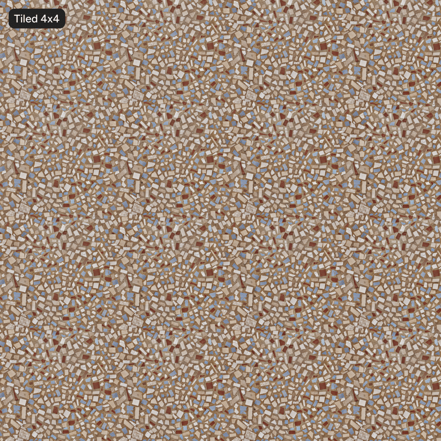 Keramisch mozaïek op stenen tegelstructuur