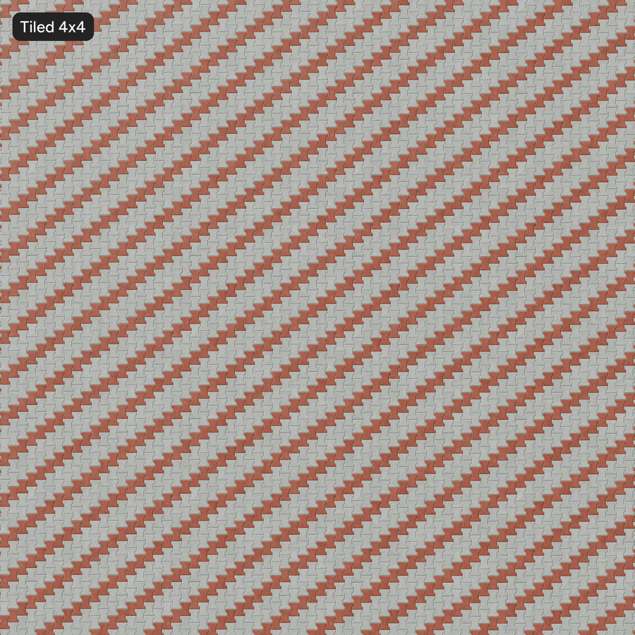 Textura de pavimento com halteres, listras vermelhas