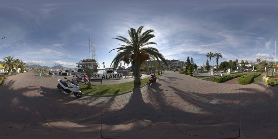 Lightly Cloudy Day Residential Sidewalk Outdoor Sky HDRI