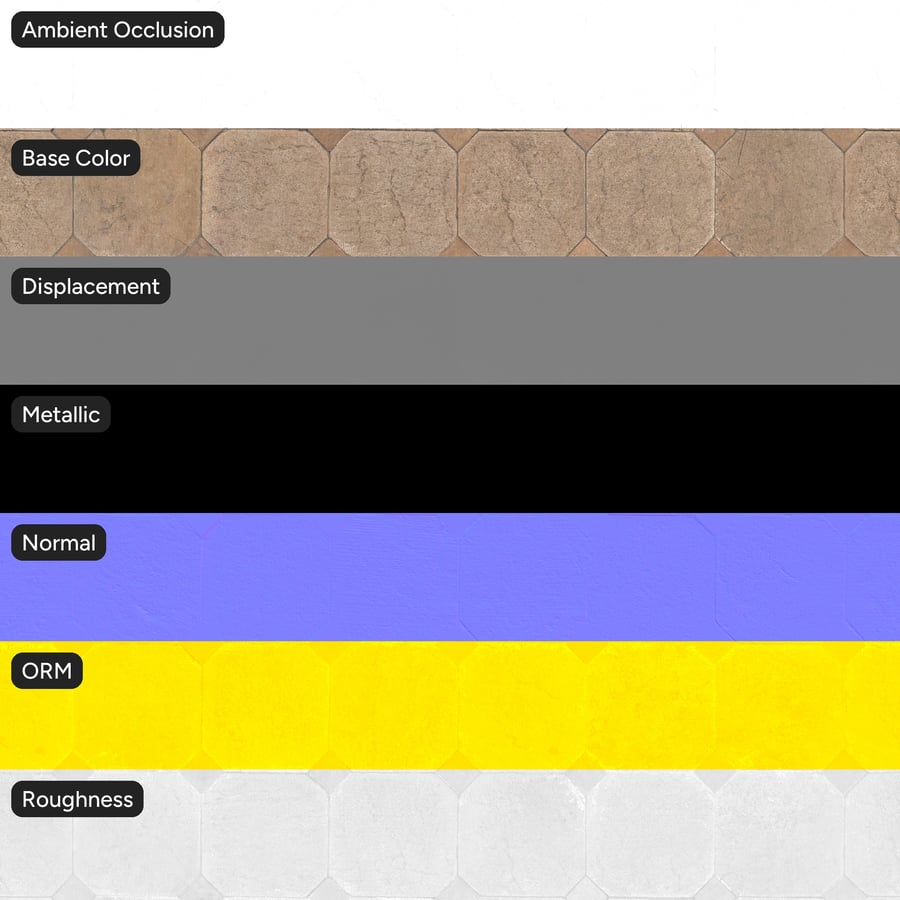 Dirty Octagonal Limestone Paver Texture, Beige