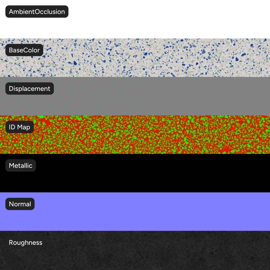 Textura Terrazzo Cobalto Salpicado, Branco