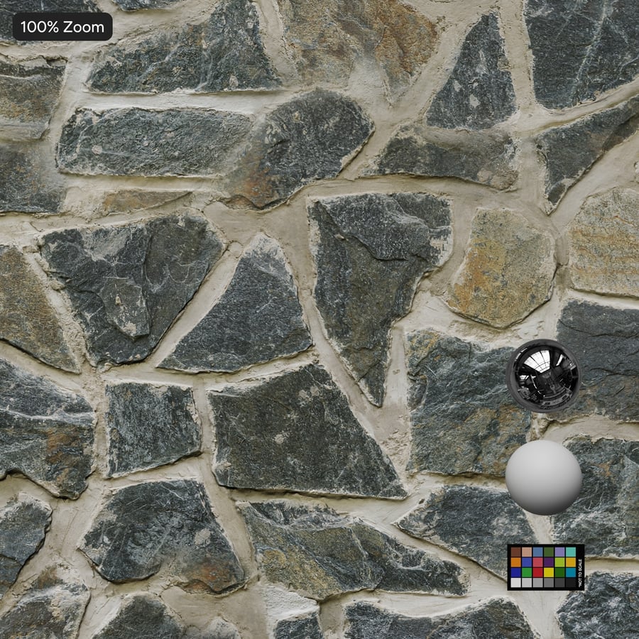 Random Rubble Stone Wall Cladding Texture, Grey