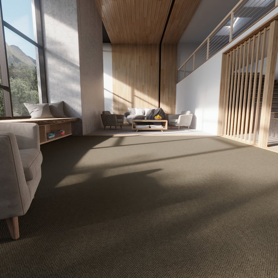 Textura de piso em carpete com fio em loop e setas suaves, verde azeitona