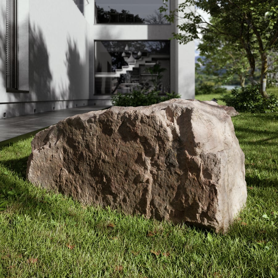 Pale Cubed Rippled Large Rock Boulder Model