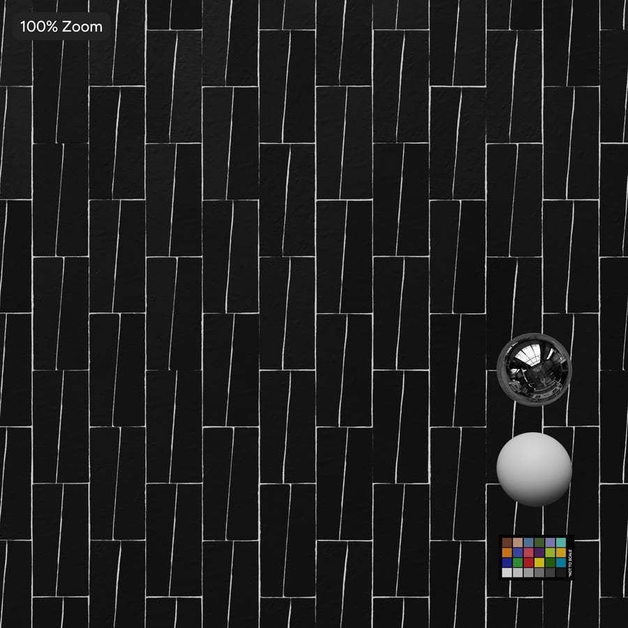 Trapezoidal Zellige Matte Tile Texture, Black