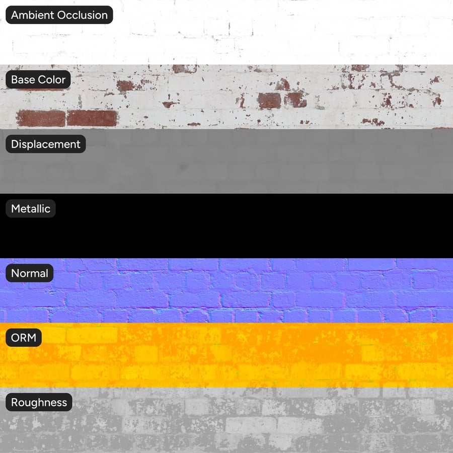 Old Whitewashed Running Bond Brick Texture, Red