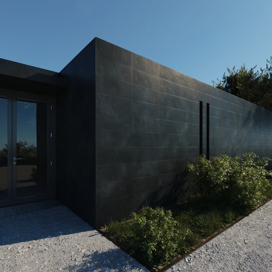 Glossy Horizontal Concrete Panel Texture, Black