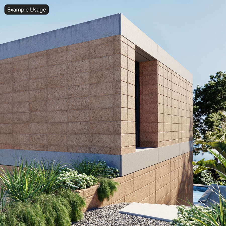 堆疊骨料混凝土磚牆紋理，橙色