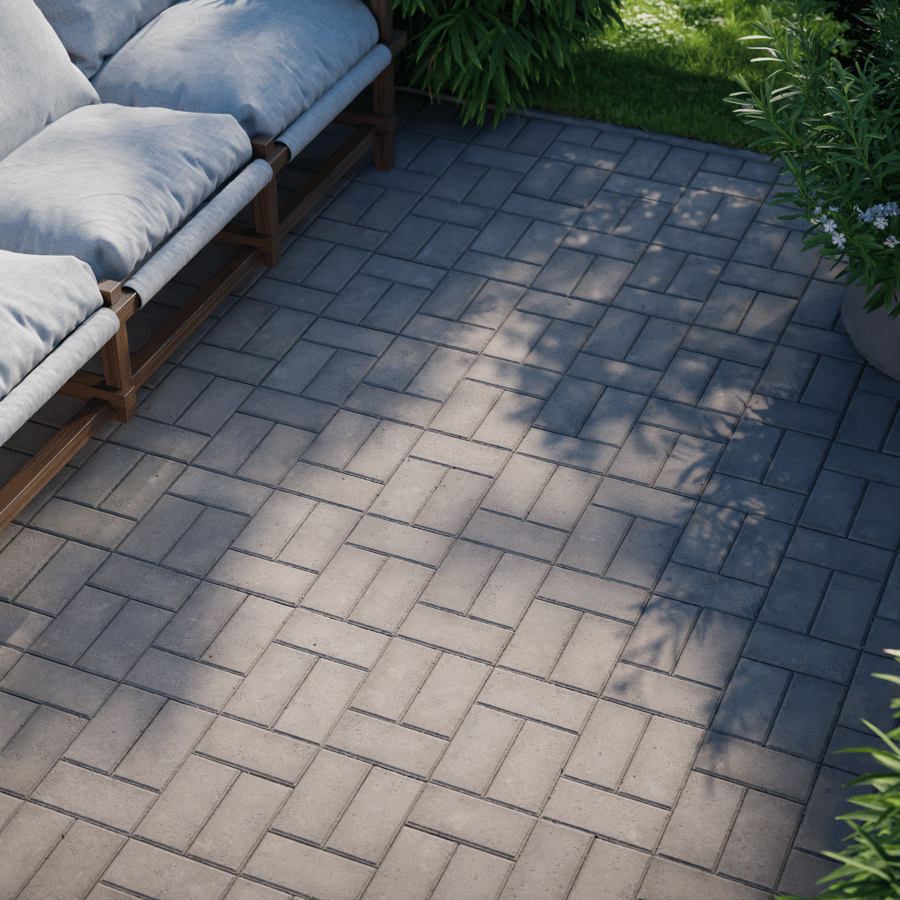 Basketweave Concrete Paving Texture, Grey