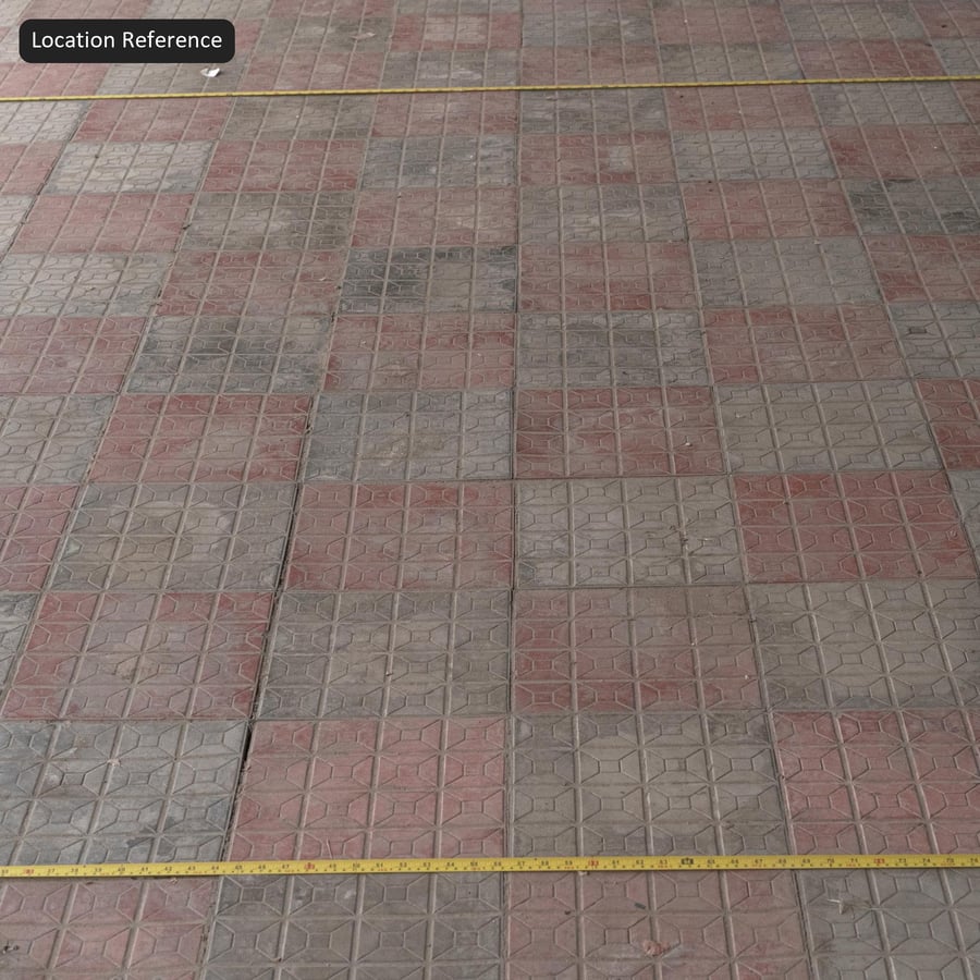 Texture de pavés en béton carrés, damier rouge et gris