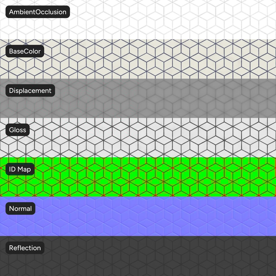 Rhombus Keramische Glanzende Tegelstructuur, Wit