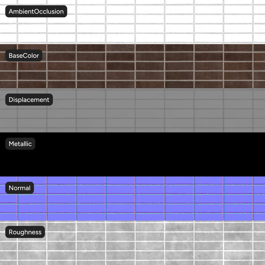 Texture murale en briques à liant lisse, marron