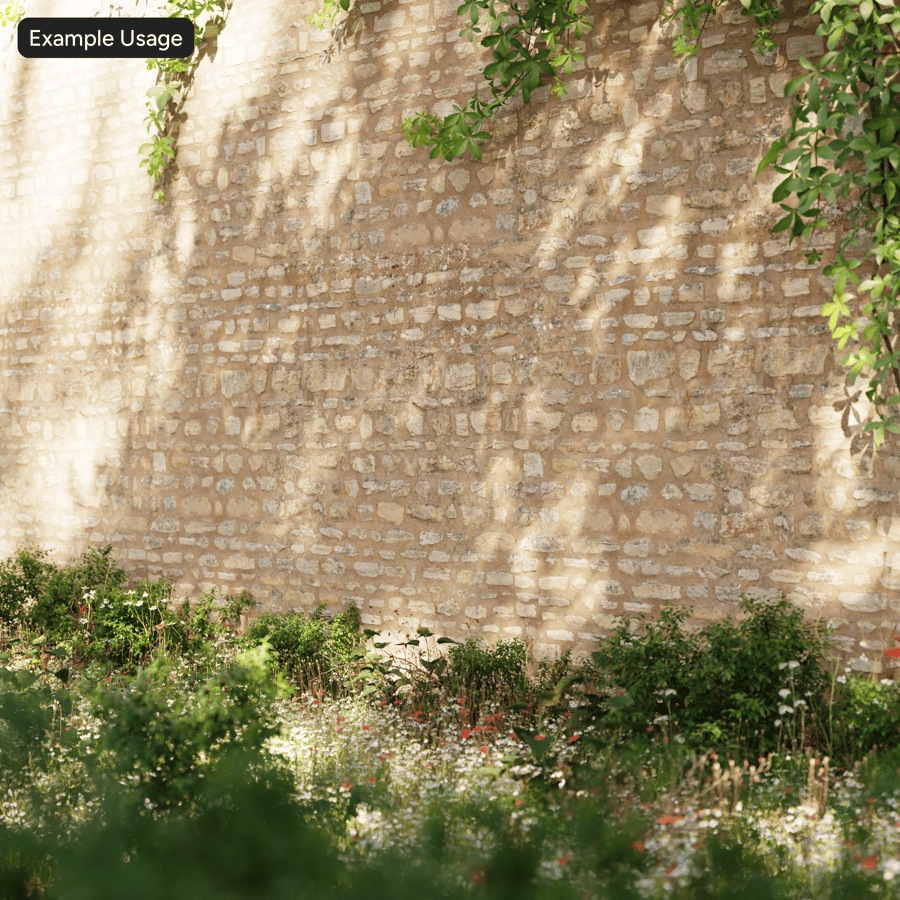 Old Mortared Slim Stone Block Wall Texture