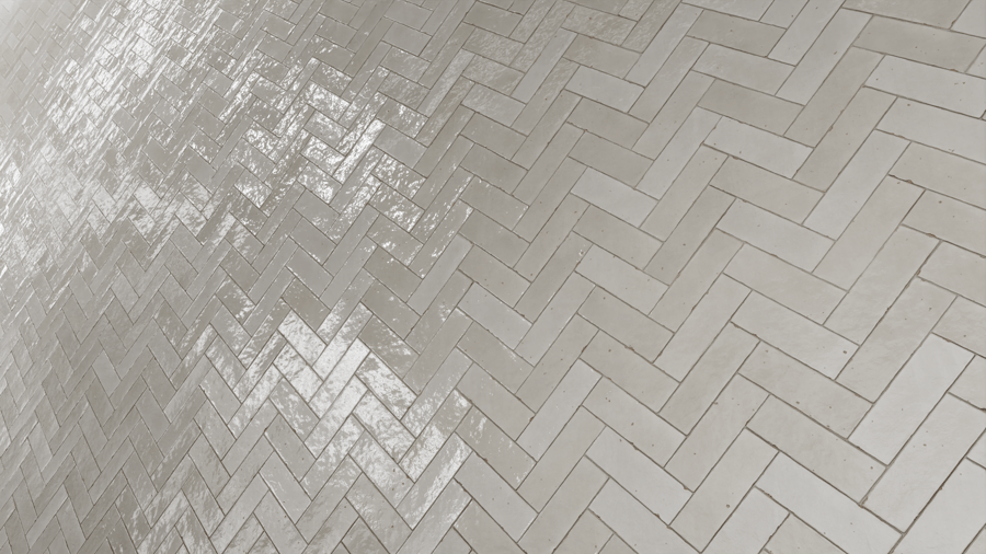 Textura de azulejo brilhante em espinha, marfim
