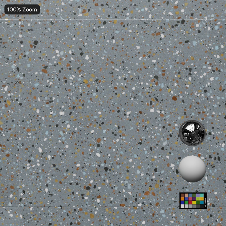 Square Terrazzo Matte Tile Texture, Gray
