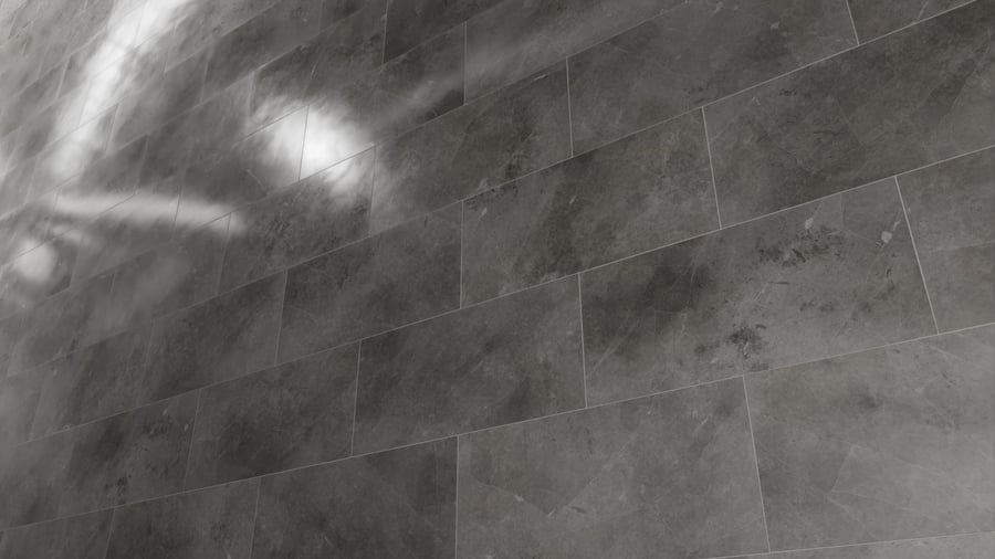 Honed Brick Bond Tiles Fluery Marble Texture, Grey