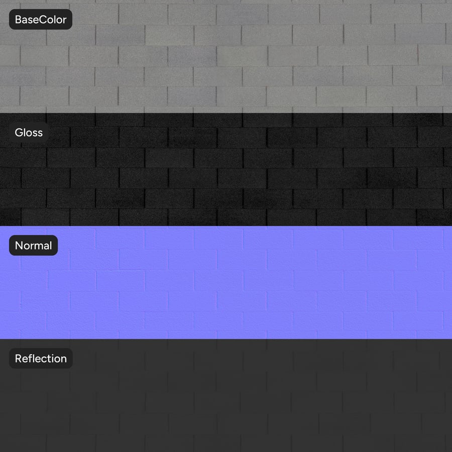 3 Textura de telhado de asfalto, cinza claro