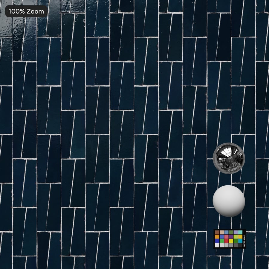 Trapetsformad Zellige blank kakelstruktur, blå