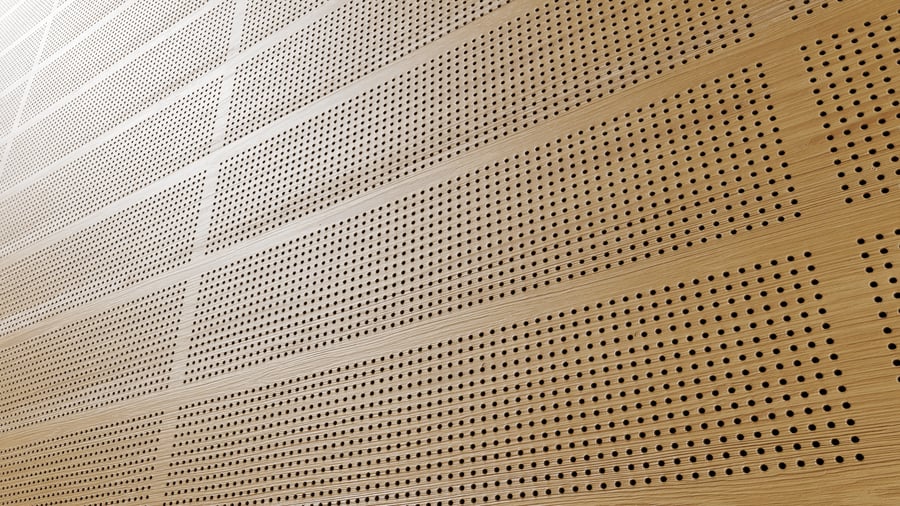 Perforated Dense Holes Wood Board Acoustic Panel Texture