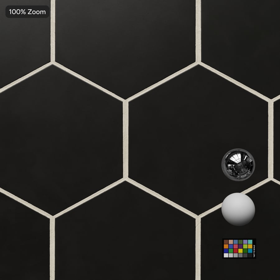 Carreau de céramique hexagonal texture mate, gris foncé