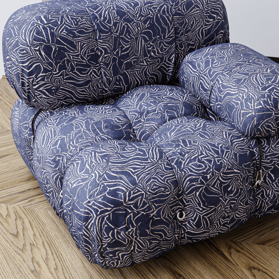 Embossed Velvet Texture, Navy & White