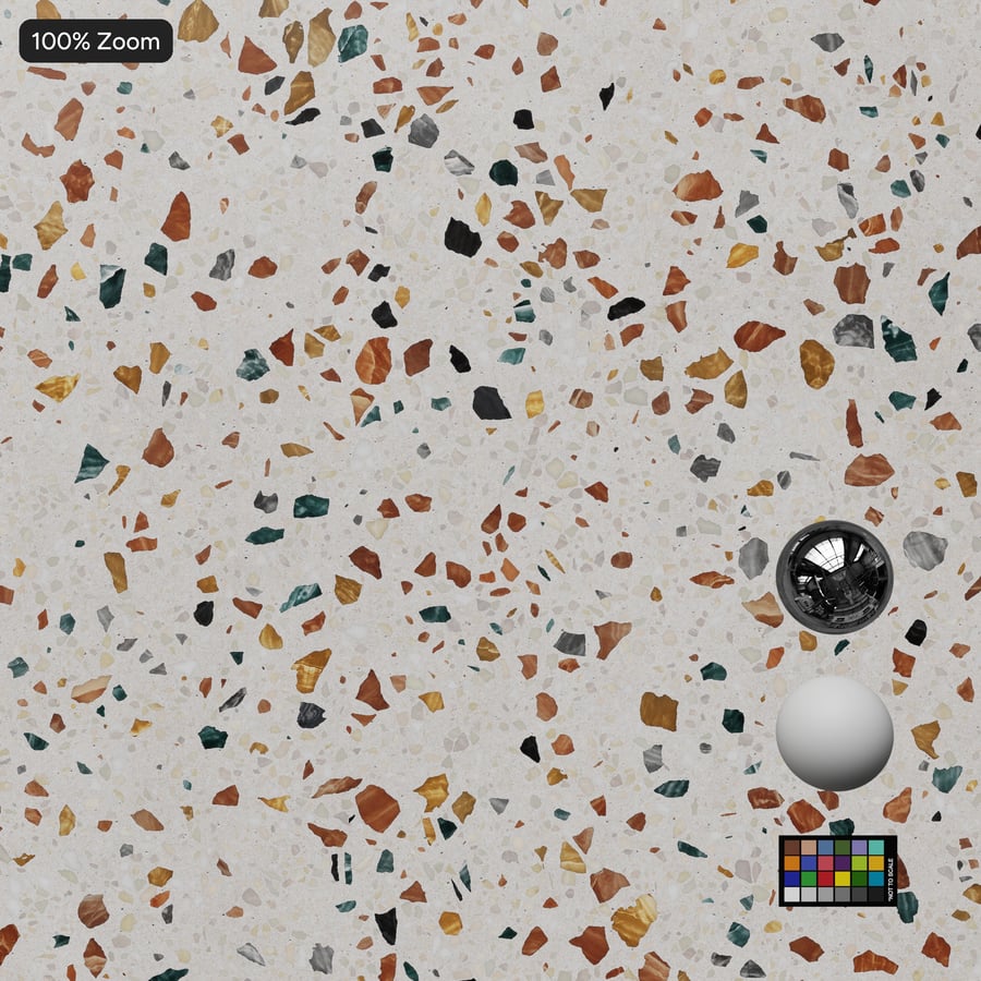 Textura de terrazzo veneziano em laje polida, branco quente