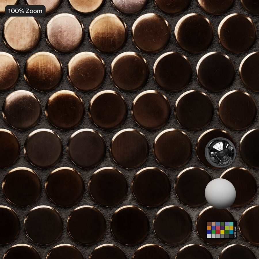 Плитка Penny Round Copper Glossy Tile Texture