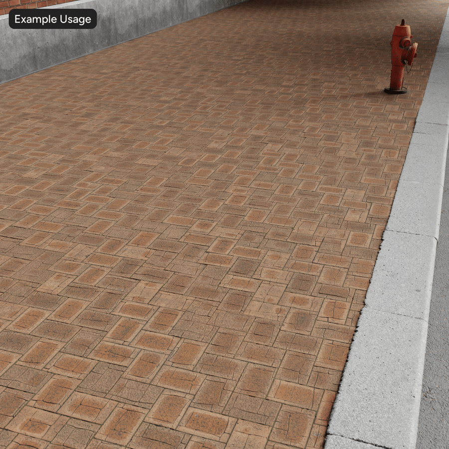 Cihlová dlažba Split Herringbone Texture, červená