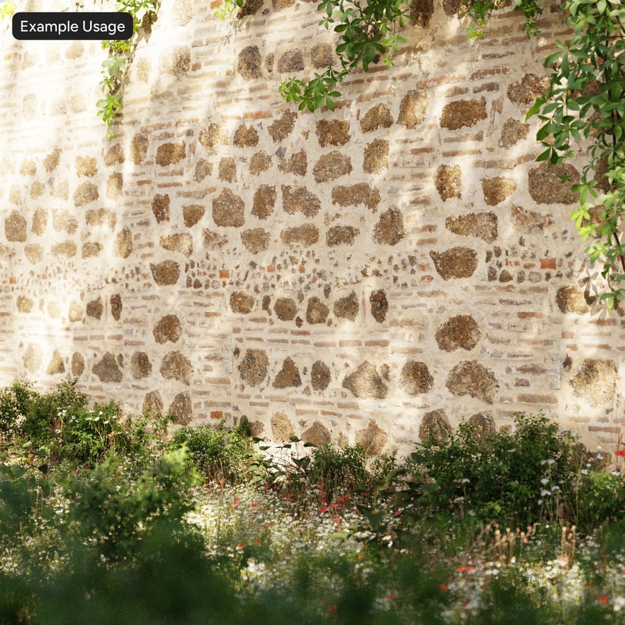 Layered Brick and Rubble Wall Texture, Beige