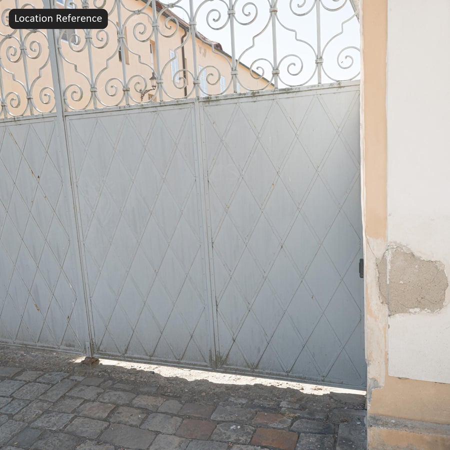 Riveted Diamond Strap Steel Gate Texture, Pale Grey