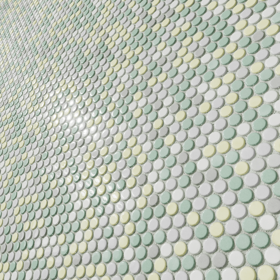 Blend Pattern Penny Round Tile Texture, Green