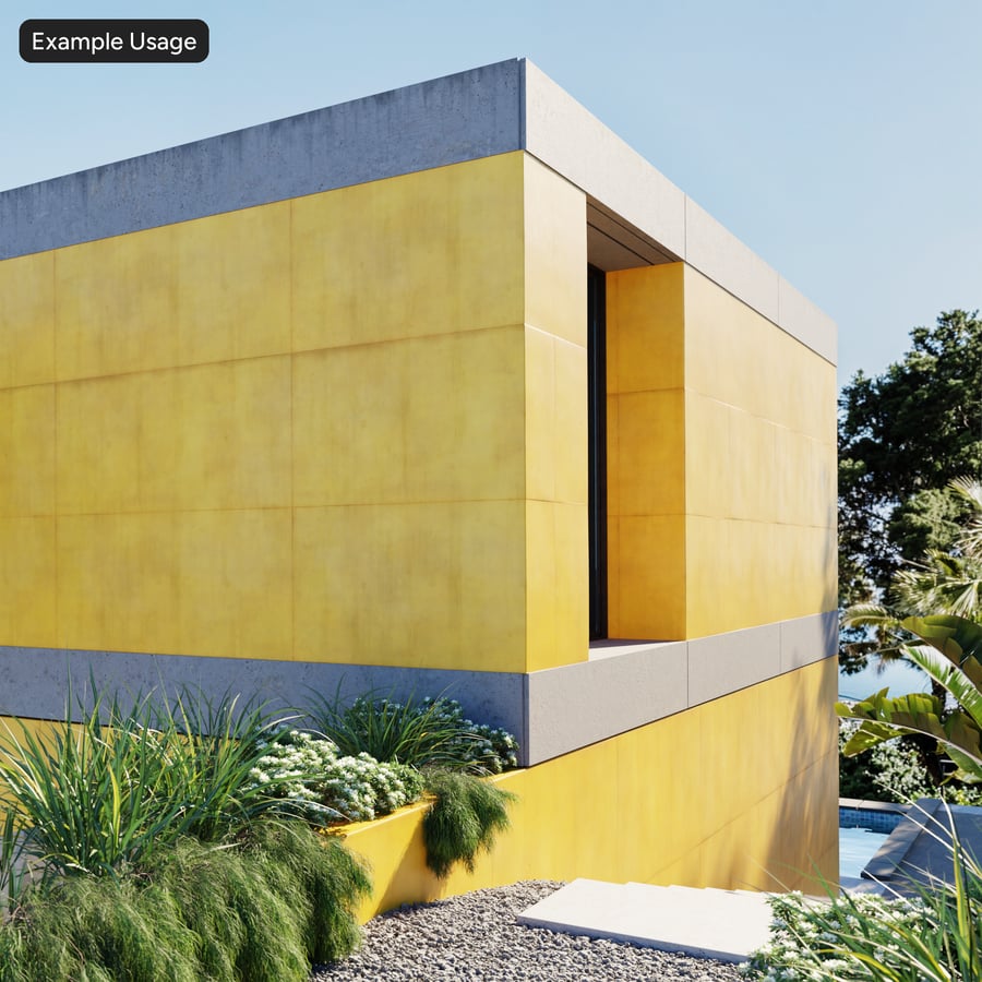 Матовая панель с отверстием для стяжки с текстурой бетона, желтая