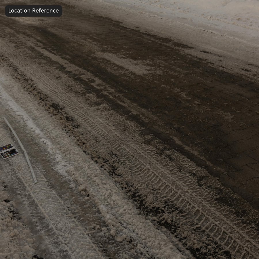 Tire Marks on Snowy Paver Texture