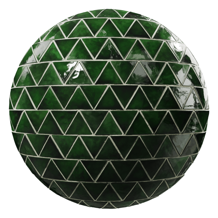 Glossy Triangle Ceramic Tiles Texture, Green