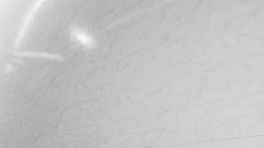 Rectangular Offset Marble Glossy Tile Texture, White Ash