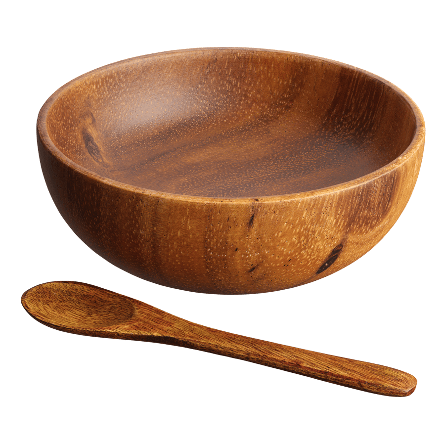 Carved Wooden Bowl and Spoon Model