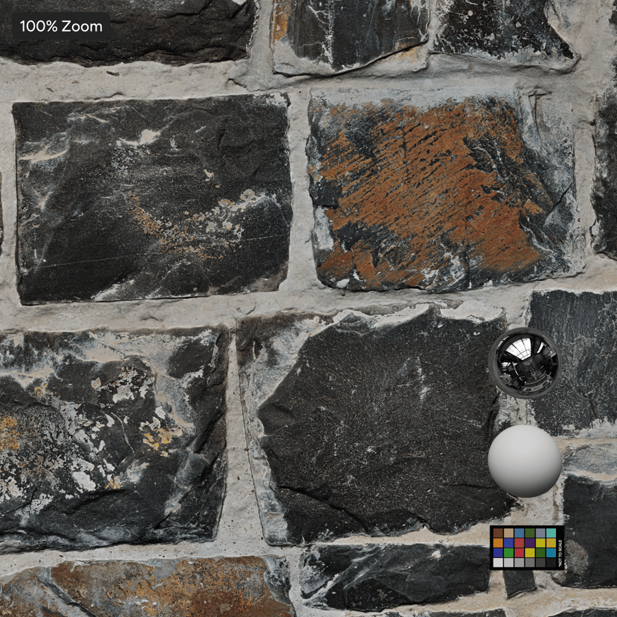 Weathered Rubble Stone Wall Texture, Dark Gray