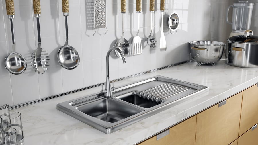 Raised Stainless Steel Kitchen Sink with Draining Board Model