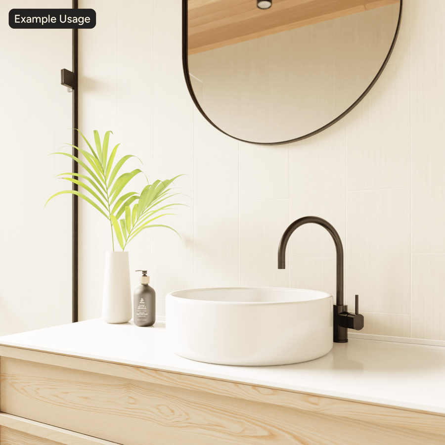 Rechthoekige keramische tegel met offsetrand, mat, beige