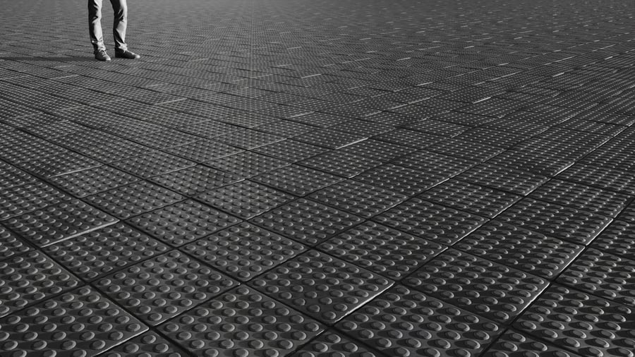 Textura de pavimento com pontos táteis, preto