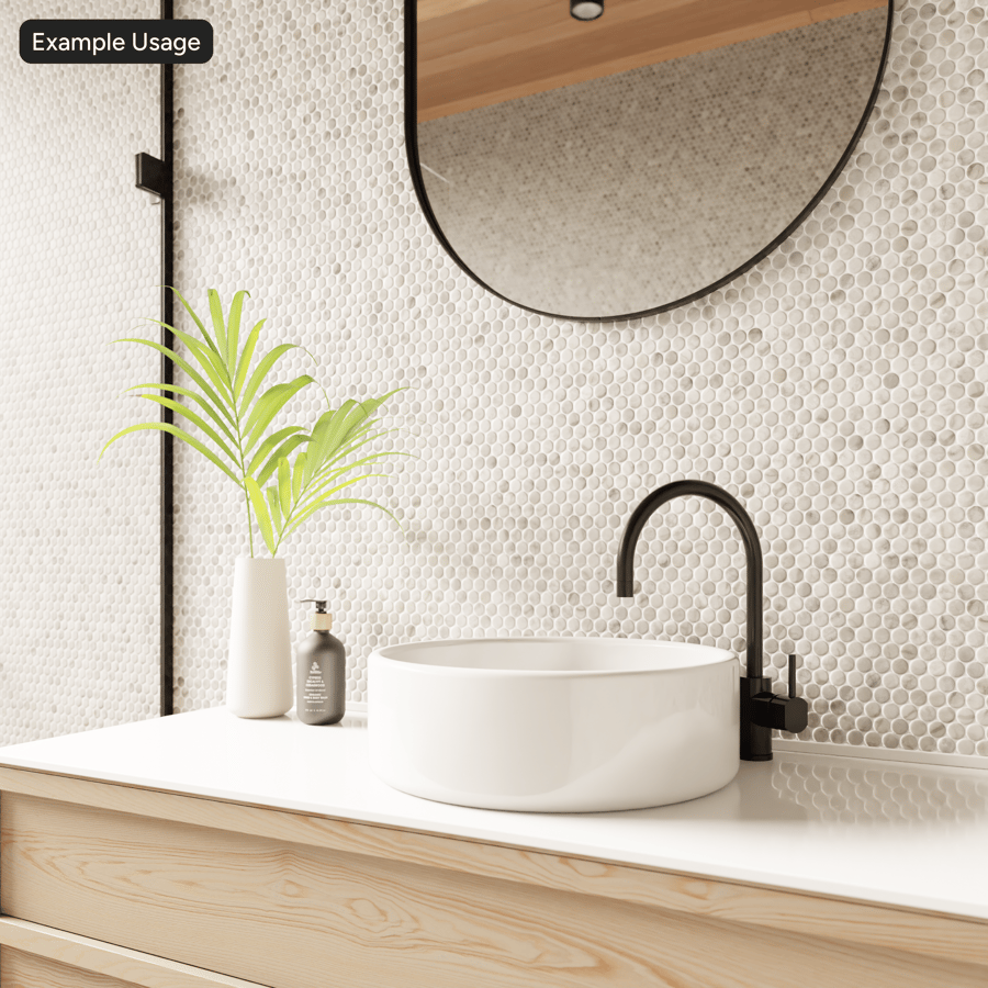 Penny Round Marble Glossy Tile Texture, szary