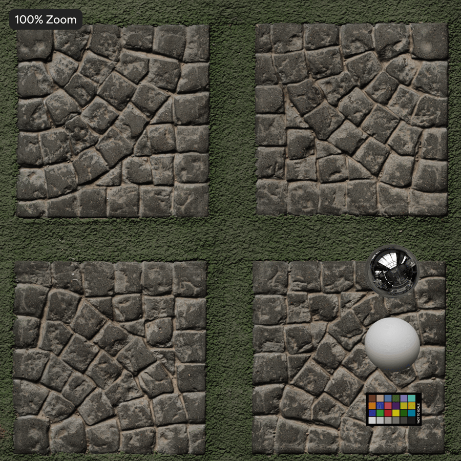 Decorative Cobblestone and Grass Paver Texture
