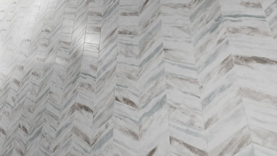 Textura de azulejo brilhante em mármore Chevron, cinza enevoado