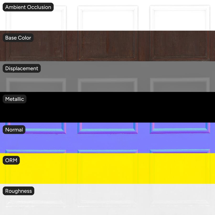 Stained Timber Panelled Door Texture, Chocolate Brown