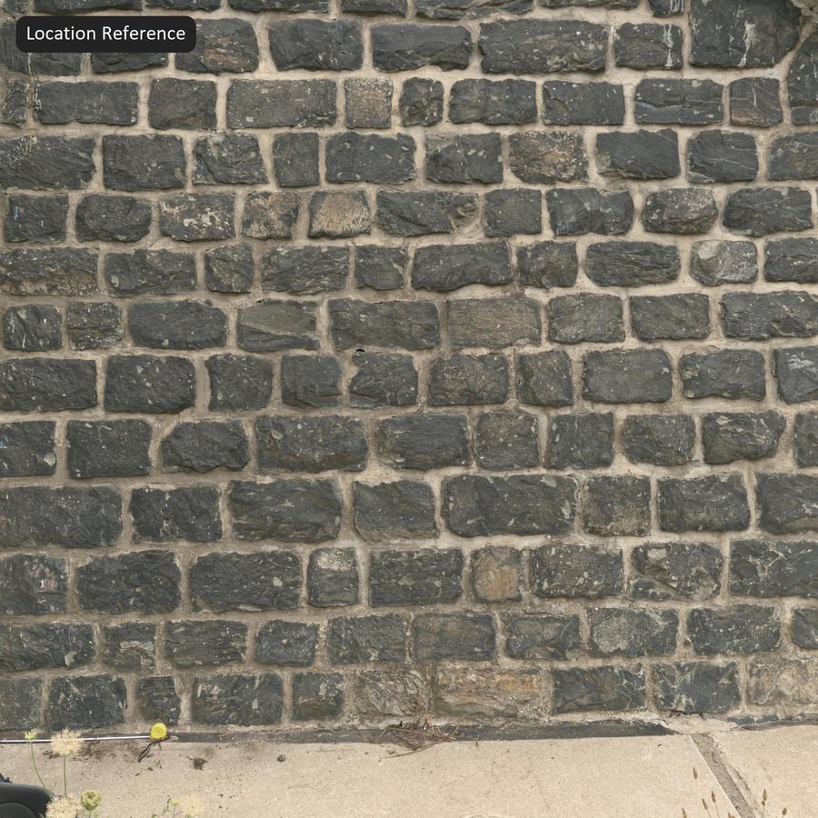 Weathered Rubble Stone Wall Texture, Black