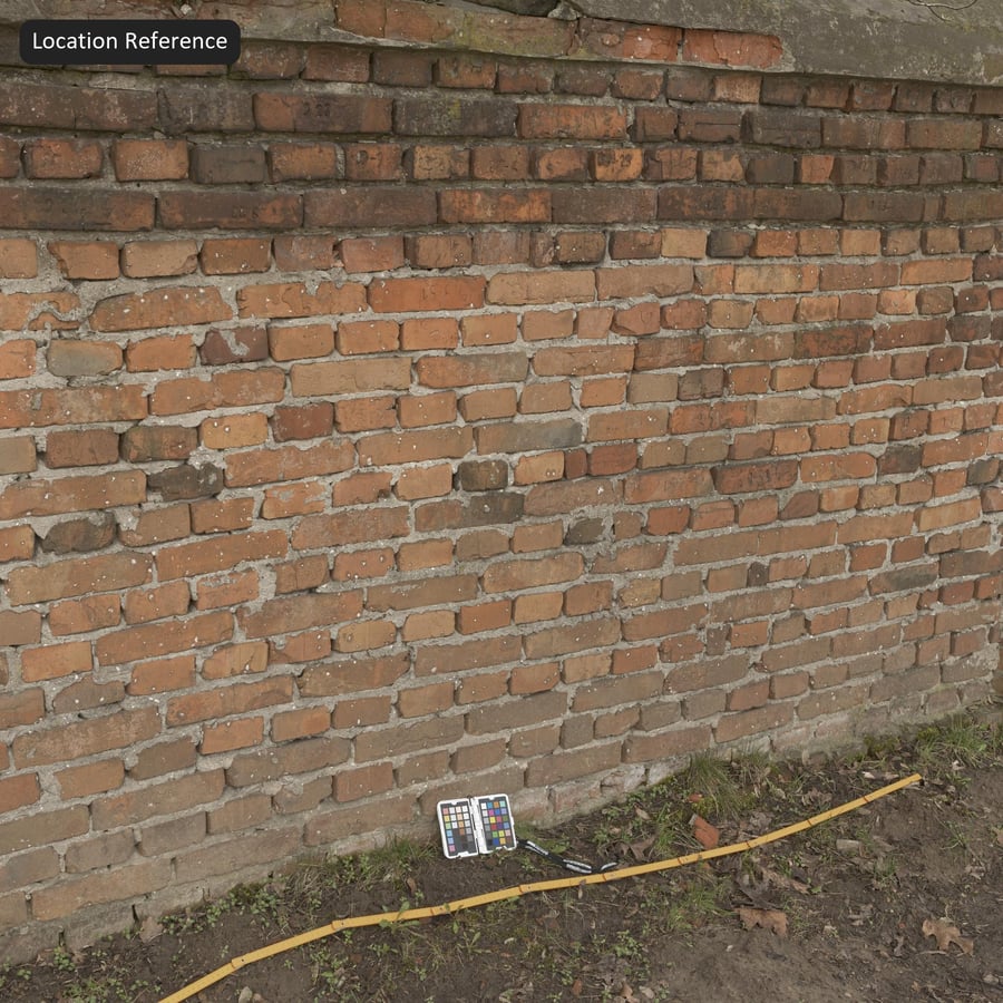 Old Mortared Running Bond Brick Wall Texture, Red