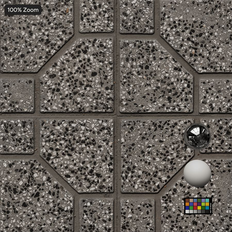 Aggregate Terrazzo Stone Paver Texture, Grey