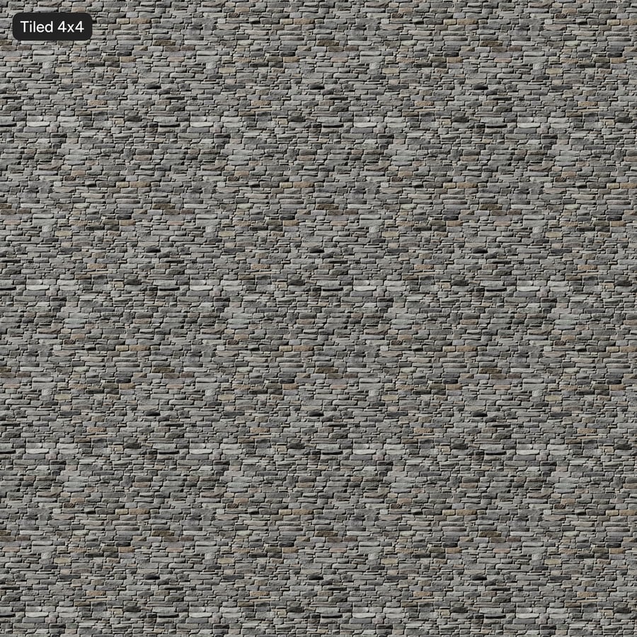 Granite Dry-Stack Stone Wall Texture, Mixed Gray